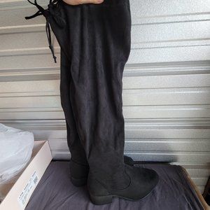 Black Over the Knee Suede Boots